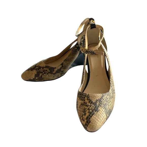 COLE HAAN Snakeskin Black Leather Wedge Heels - Picture 3 of 5